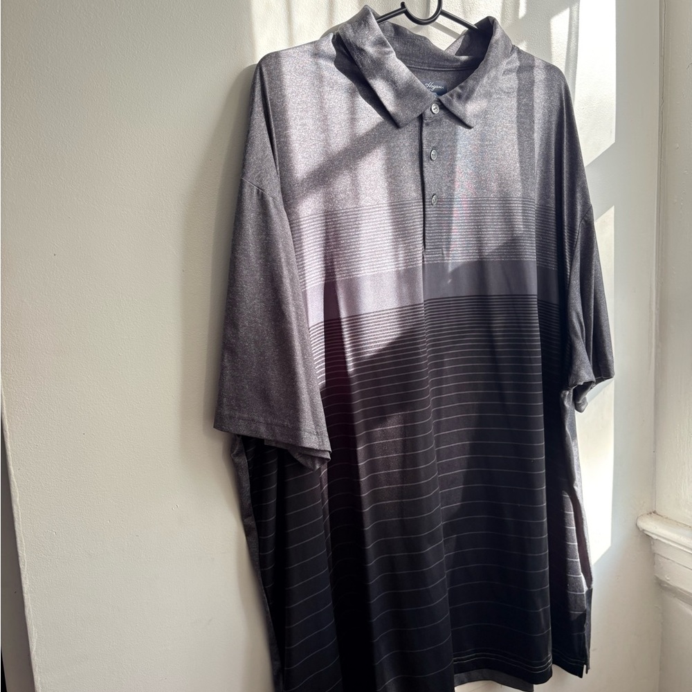 Hogan Men's Grey & Black Striped Polo